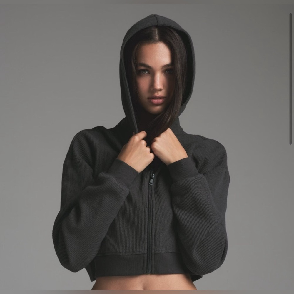 SKIMS Black Cropped Hoodie